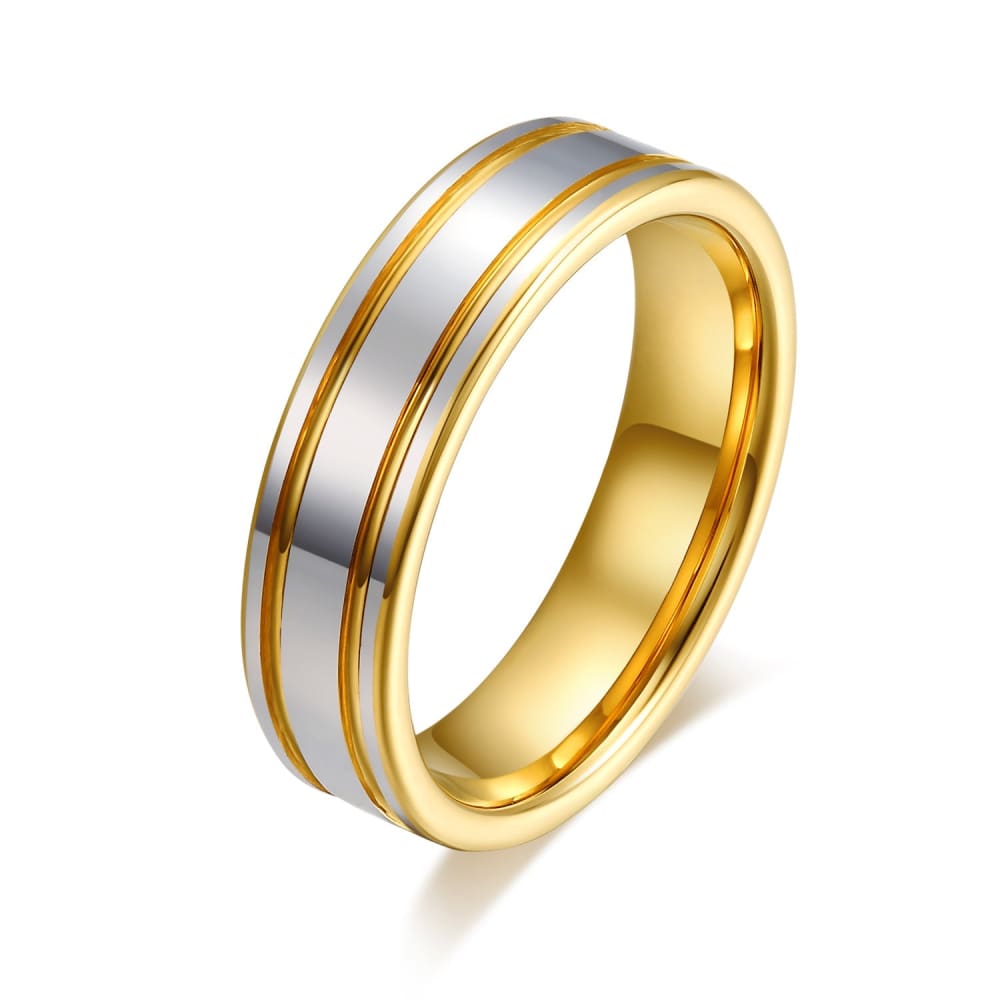 A Pair Of Tungsten Gold Rings For Men And Women For Marriage Proposal Gold Ring - 6mm wide for women / No10