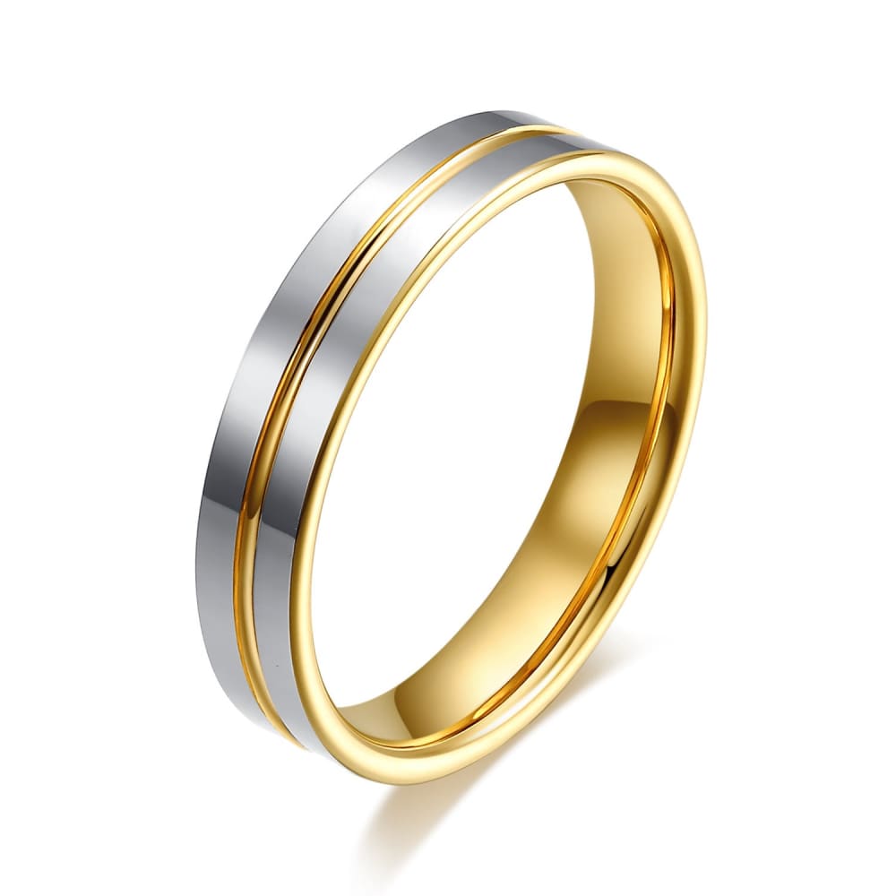 A Pair Of Tungsten Gold Rings For Men And Women For Marriage Proposal Gold Ring - 4mm wide for women / No10