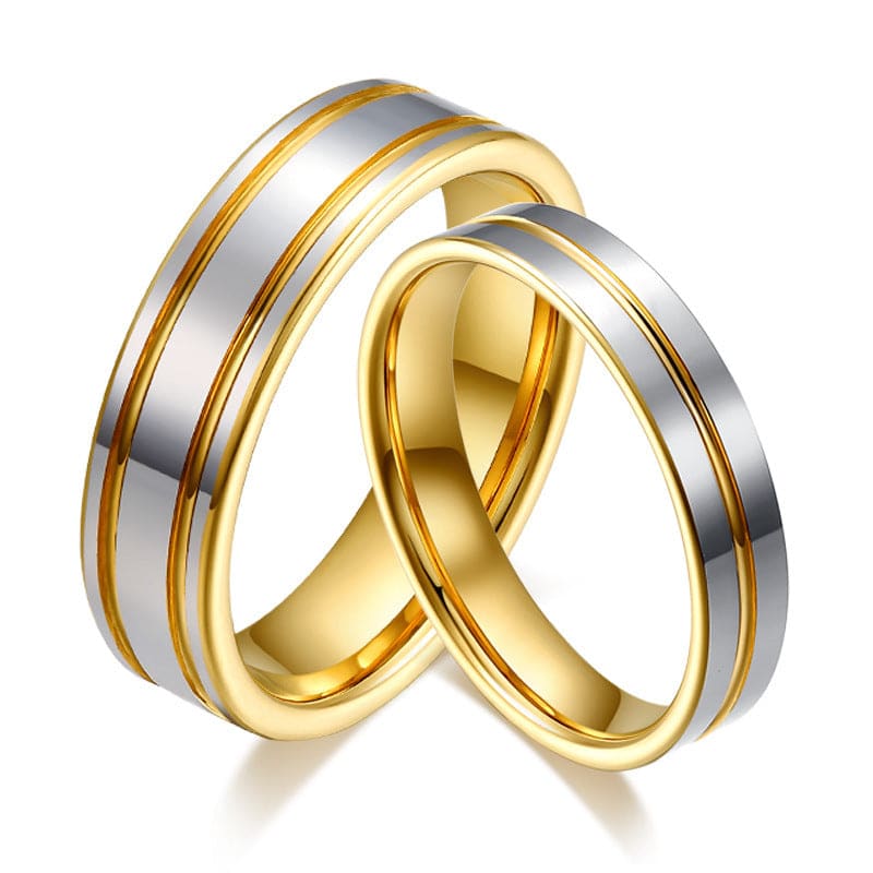 A Pair Of Tungsten Gold Rings For Men And Women For Marriage Proposal Gold Ring