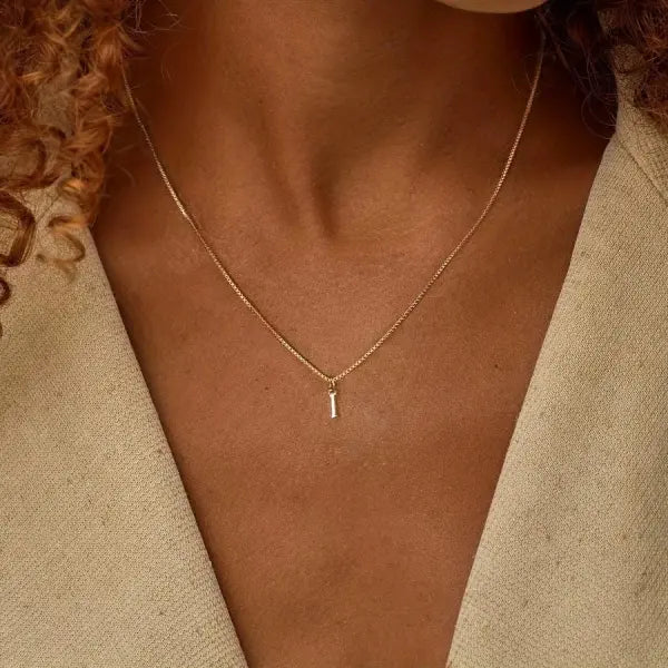 Initial Necklace 18K Gold Plated Stainless Steel Pendant - I / 45cm