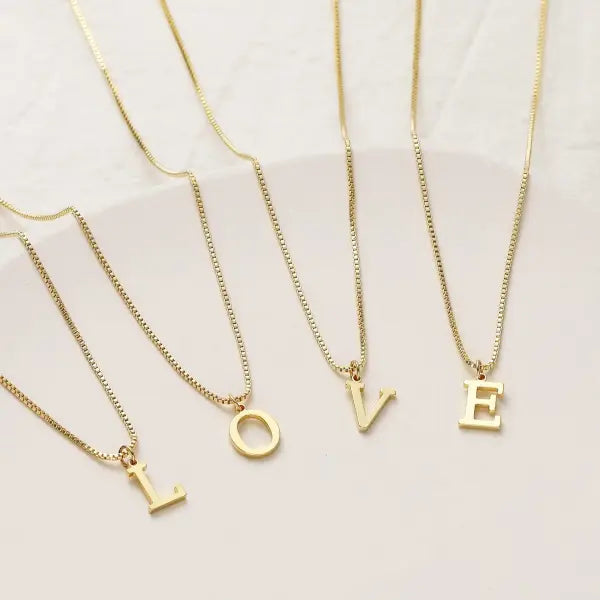 Initial Necklace 18K Gold Plated Stainless Steel Pendant