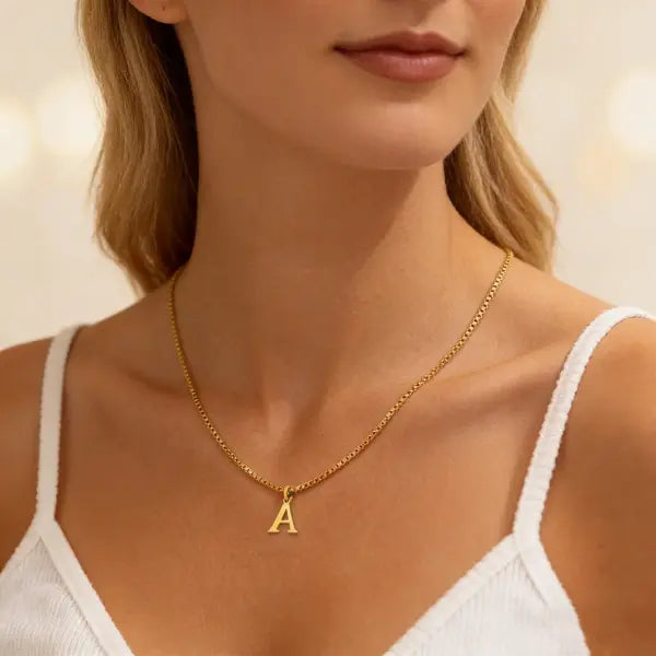 Initial Necklace 18K Gold Plated Stainless Steel Pendant