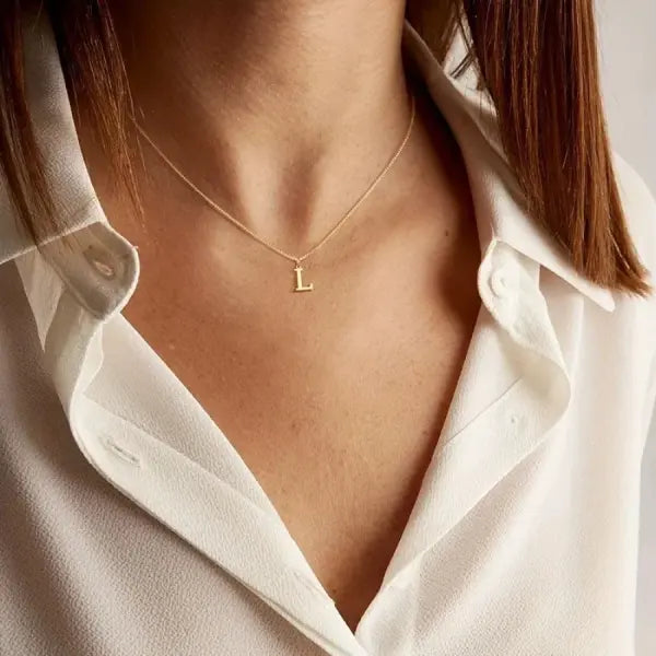 Initial Necklace 18K Gold Plated Stainless Steel Pendant - L / 45cm