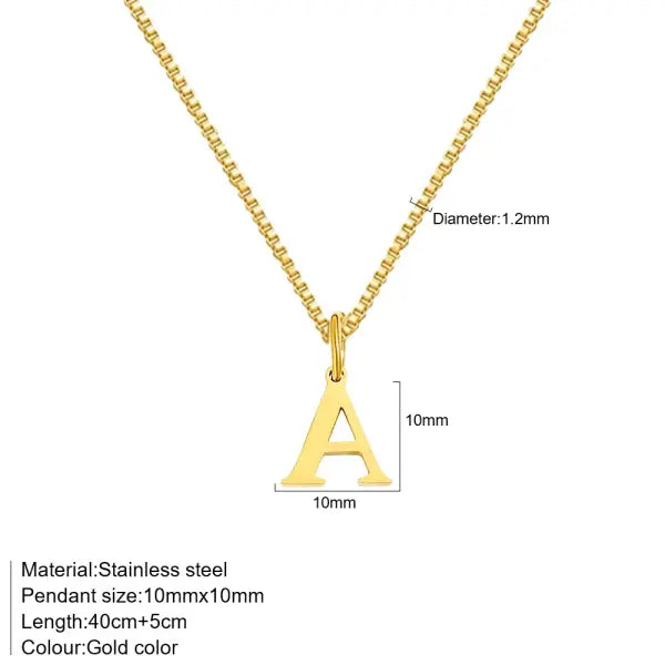 Initial Necklace 18K Gold Plated Stainless Steel Pendant