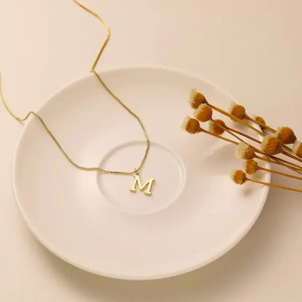 Initial Necklace 18K Gold Plated Stainless Steel Pendant
