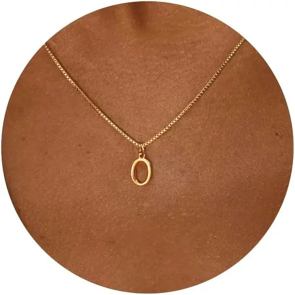 Initial Necklace 18K Gold Plated Stainless Steel Pendant - O / 45cm