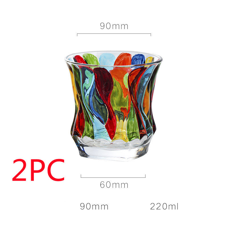 European Style New Enamel Whisky Glass With Colorful Woven Pattern - 4 Style / 2PCS - Hair Remover