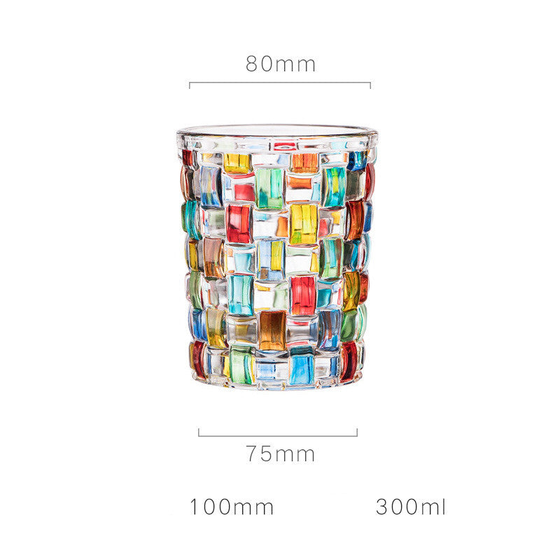 European Style New Enamel Whisky Glass With Colorful Woven Pattern - 9 Style / 1PCS - Hair Remover