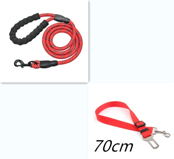Reflective Dog Leash Nylon Pet Dog Leash Rope For Small Medium Large Dogs Walking Training Pet Suppiles - Red set