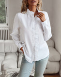 Striped Long Sleeve Shirt Fashion Ruffle Design Button Up Tops Casual Office Blouse Elegant Commuting Women’s Clothing