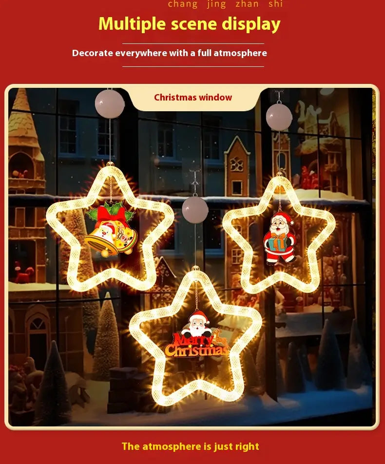 Christmas LED Star Pendant Lights for Holiday Window Decoration