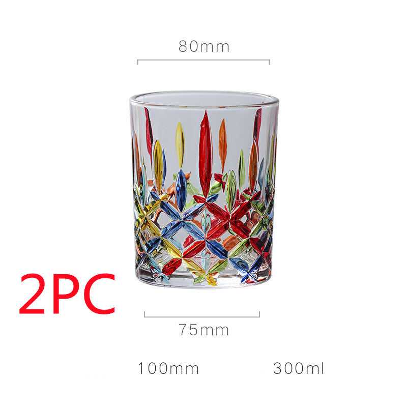 European Style New Enamel Whisky Glass With Colorful Woven Pattern - 7 Style / 2PCS - Hair Remover