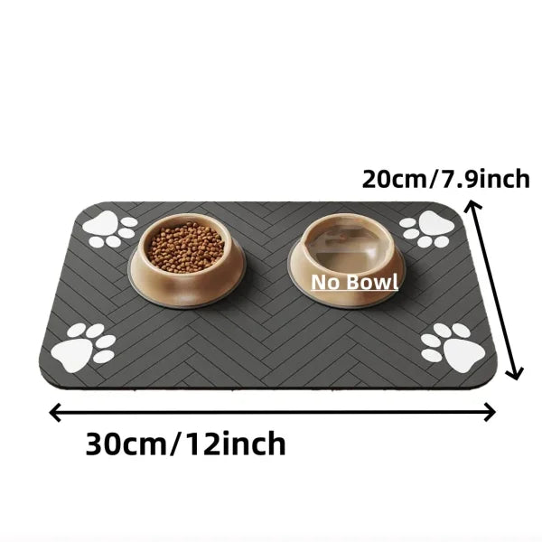 Absorbent Pet Feeding Mat - Waterproof Food & Water Placemat - 20X30cm Black