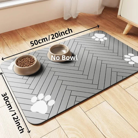 Absorbent Pet Feeding Mat - Waterproof Food & Water Placemat - 30X50cm Grey