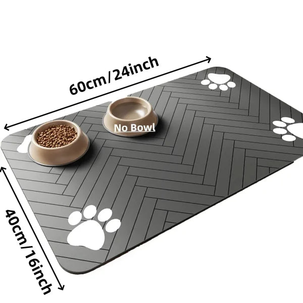 Absorbent Pet Feeding Mat - Waterproof Food & Water Placemat - 40X60cm Black