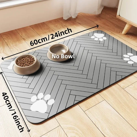 Absorbent Pet Feeding Mat - Waterproof Food & Water Placemat - 40X60cm Grey