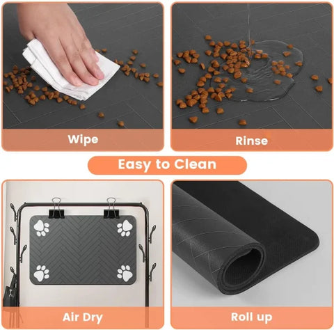 Absorbent Pet Feeding Mat - Waterproof Food & Water Placemat