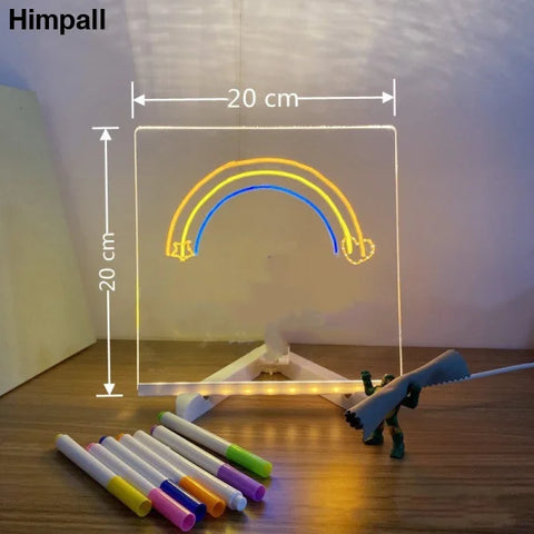 Acrylic DIY Note Board LED Night Light with 7 Pens for Creative