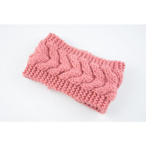 Acrylic Thick Wool Knitted Headband Diagonally Crossed Hair Accessories For Women - 1.Pink