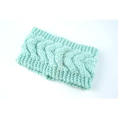 Acrylic Thick Wool Knitted Headband Diagonally Crossed Hair Accessories For Women - Mint Green