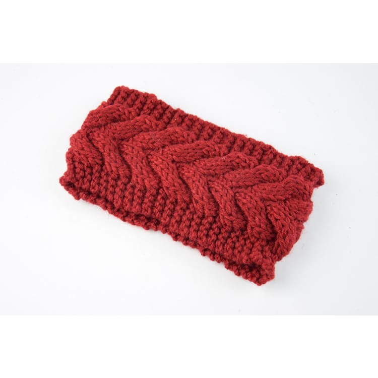 Acrylic Thick Wool Knitted Headband Diagonally Crossed Hair Accessories For Women - Maroon