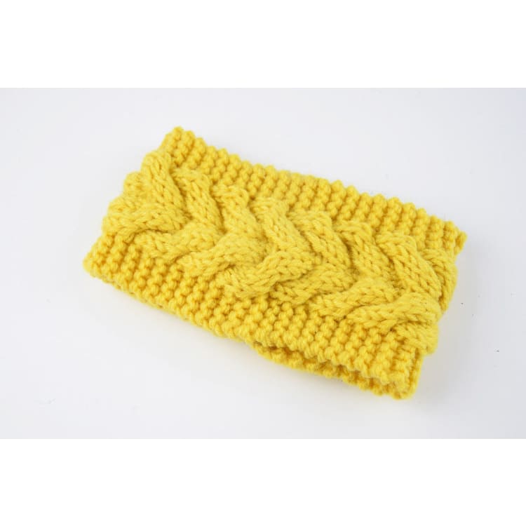 Acrylic Thick Wool Knitted Headband Diagonally Crossed Hair Accessories For Women - Yellow