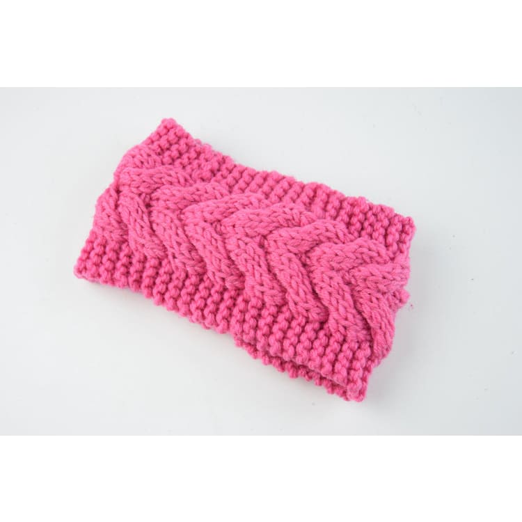 Acrylic Thick Wool Knitted Headband Diagonally Crossed Hair Accessories For Women - 2.Pink