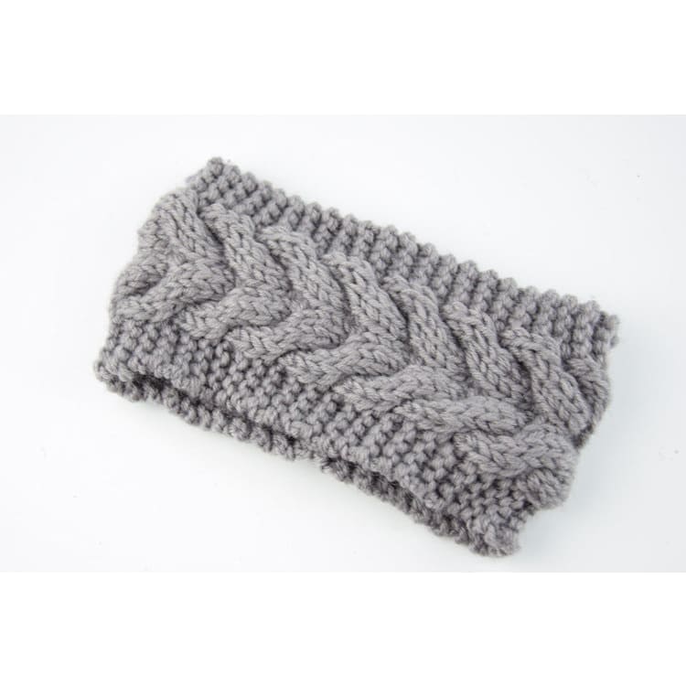 Acrylic Thick Wool Knitted Headband Diagonally Crossed Hair Accessories For Women - Light Grey