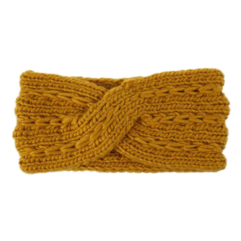 Acrylic Thick Wool Knitted Headband Diagonally Crossed Hair Accessories For Women - Ginger