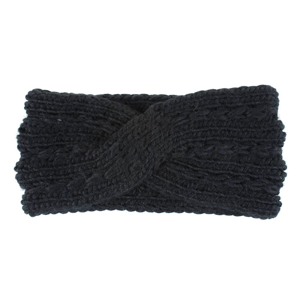 Acrylic Thick Wool Knitted Headband Diagonally Crossed Hair Accessories For Women - Black