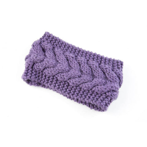 Acrylic Thick Wool Knitted Headband Diagonally Crossed Hair Accessories For Women - 1.Purple