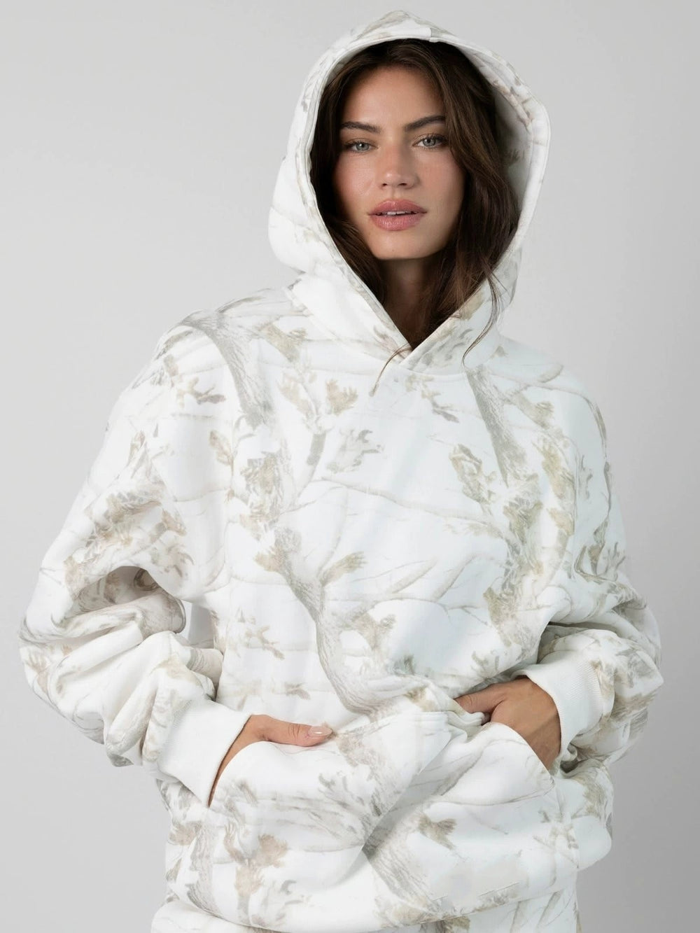 Loose Type Floral Print Lantern Sleeve Unisex Hoodie - White / 2XL