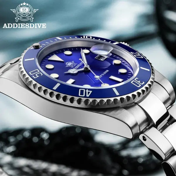 Addiesdive Stainless Steel Case Quartz Watch with Steel Band