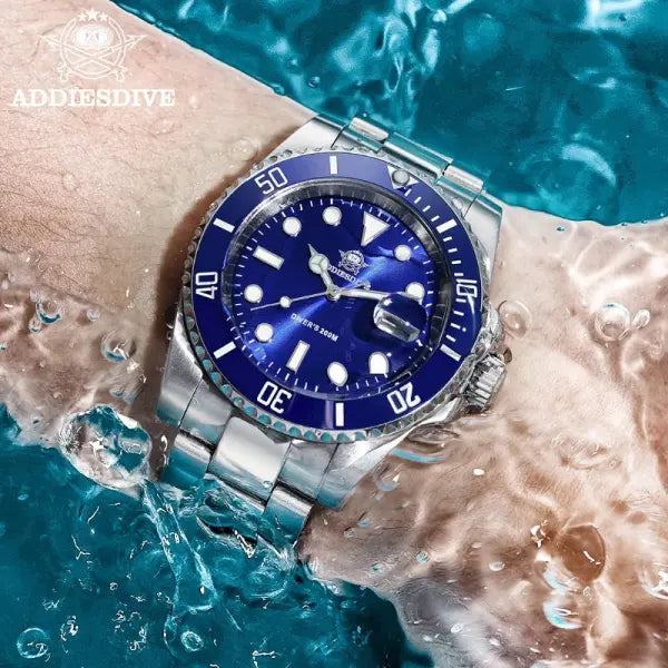 Addiesdive Stainless Steel Case Quartz Watch with Steel Band
