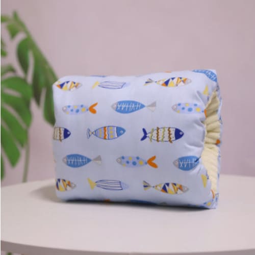 Adjustable Baby Cotton Nursing Arm Pillow - Washable Breastfeeding Cushion - Sky Blue Little Fish / 25X23CM