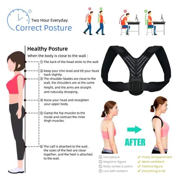 Adjustable Back Posture Corrector – Upper Back Support & Pain Relief