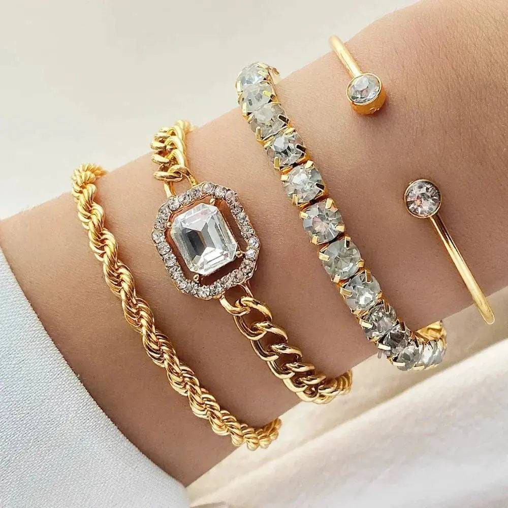 Adjustable Chain Bracelets - 4-Piece Fashion Bracelets Set