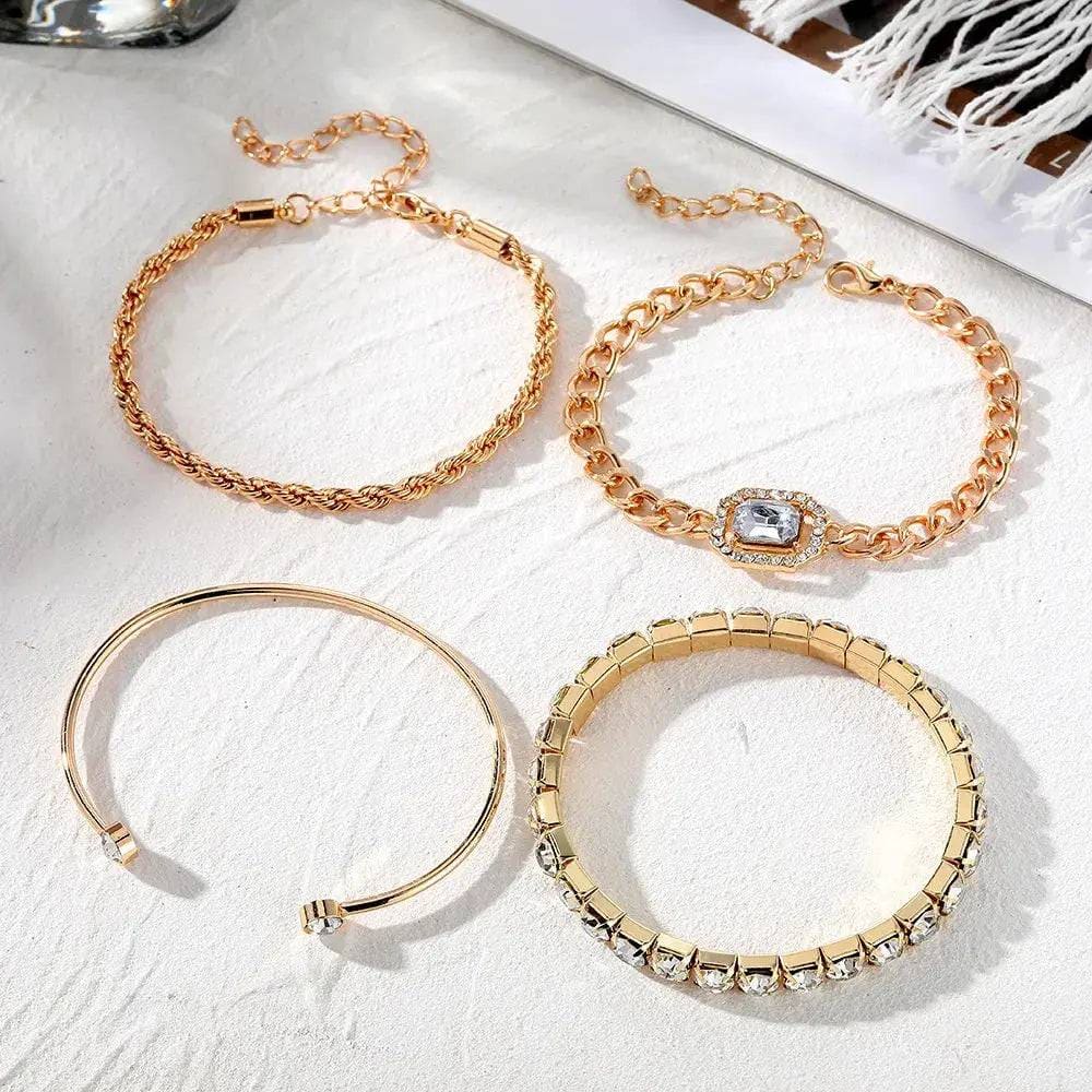 Adjustable Chain Bracelets - 4-Piece Fashion Bracelets Set