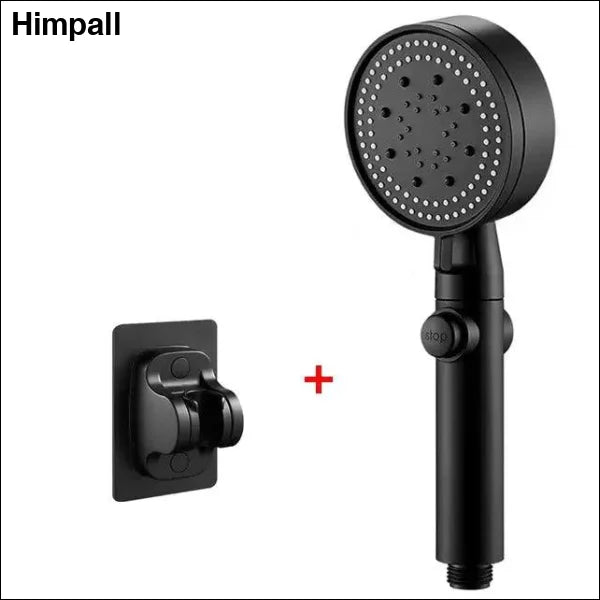 Adjustable Showerhead – 5 Mode High Pressure and Water Saving Nozzle - Style 1-Black Stand