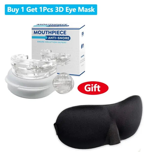 Adjustable Snoring Mouth Guard Clear Silicone Stop Snoring Device - B Braces-Eye Mask