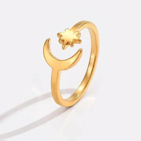 Adjustable Toe Rings Set in Stainless Steel with Star and Moon Design - Himpall