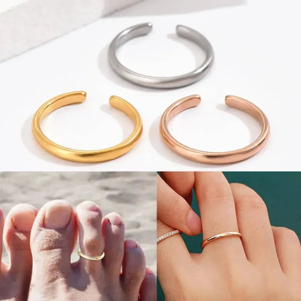 Adjustable Toe Rings Set in Stainless Steel with Star and Moon Design - Himpall