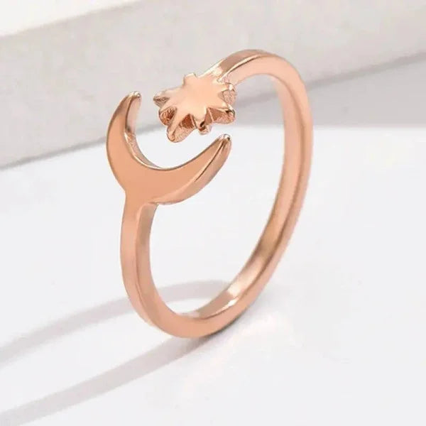 Adjustable Toe Rings Set in Stainless Steel with Star and Moon Design - Himpall
