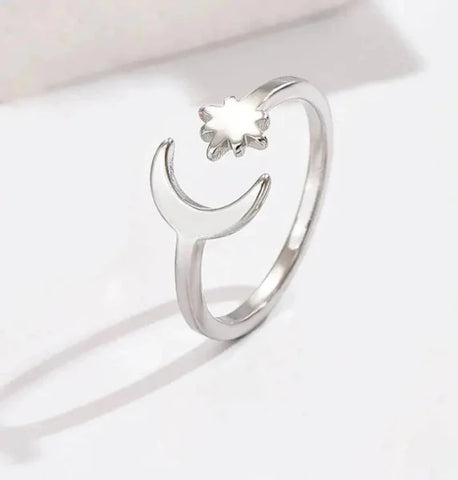 Adjustable Toe Rings Set in Stainless Steel with Star and Moon Design - Himpall