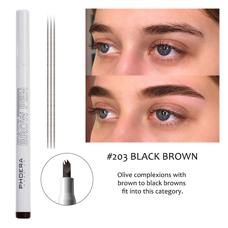 New Long Lasting Ultra-Fine Four-Comb Eyebrow Pencil - Brown