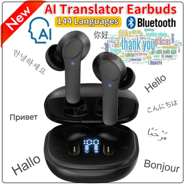 AI Translator Earbuds – 144 Language Bluetooth Headphones for Travel - Himpall