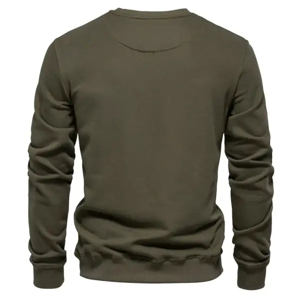 Aiopeson cotton blend crew neck solid color sweatshirt for winter warmth