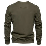 Aiopeson cotton blend crew neck solid color sweatshirt for winter warmth