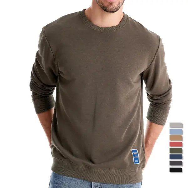 Aiopeson cotton blend crew neck solid color sweatshirt for winter warmth