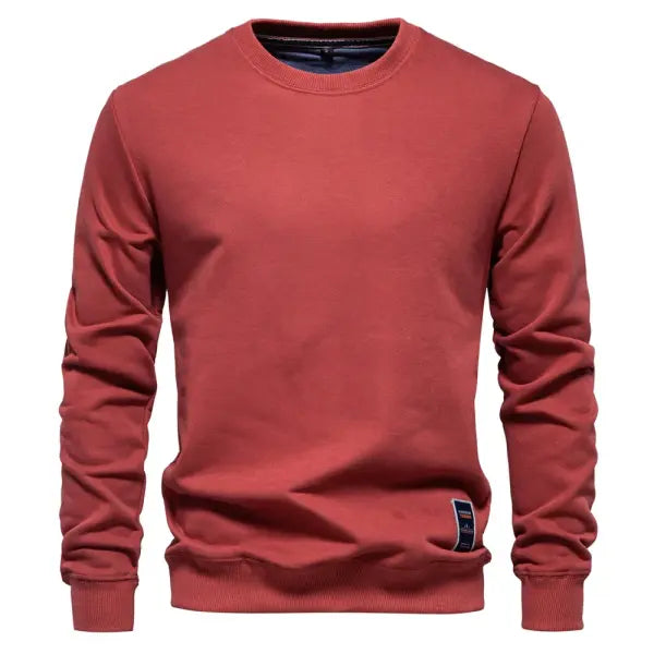 Aiopeson cotton blend crew neck solid color sweatshirt for winter warmth - HD156-Orange / EUR XXL 100-105kg